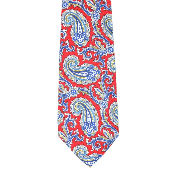 Lauren Ralph Lauren LRL Red Blue Paisley Silk Tie - Picture 3 of 5